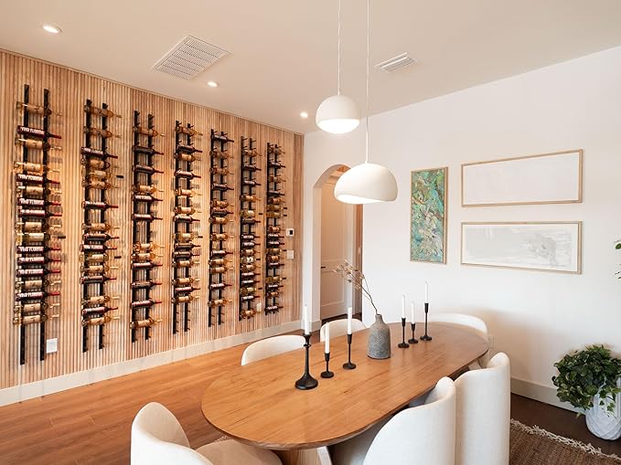 Ultra Wine Racks Wall Mounted Label-Out Wine Racks (2 Feet 1 Deep, Matte Black, 6 Wine Bottles) - Modern Metal Wine Storage, Modular Design for Home Bar, Kitchen, Dining Rooms, & Wine Cellars