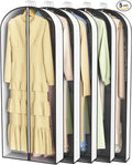 60” Garment Bags for Hanging Clothes 4” Gusseted - with Clear Window, Breathable Fabric, Metal Zipper, Suit Coat Long Dress Protector for Clothes Closet storage, Season Off, Moving, 5 Pack