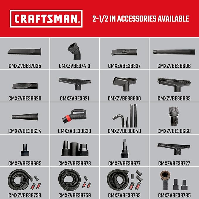 CRAFTSMAN CMXEVBE17595 16 Gallon 6.5 Peak HP Wet/Dry Vac, Heavy-Duty Shop Vacuum with Muffler Diffuser and Dusting Brush
