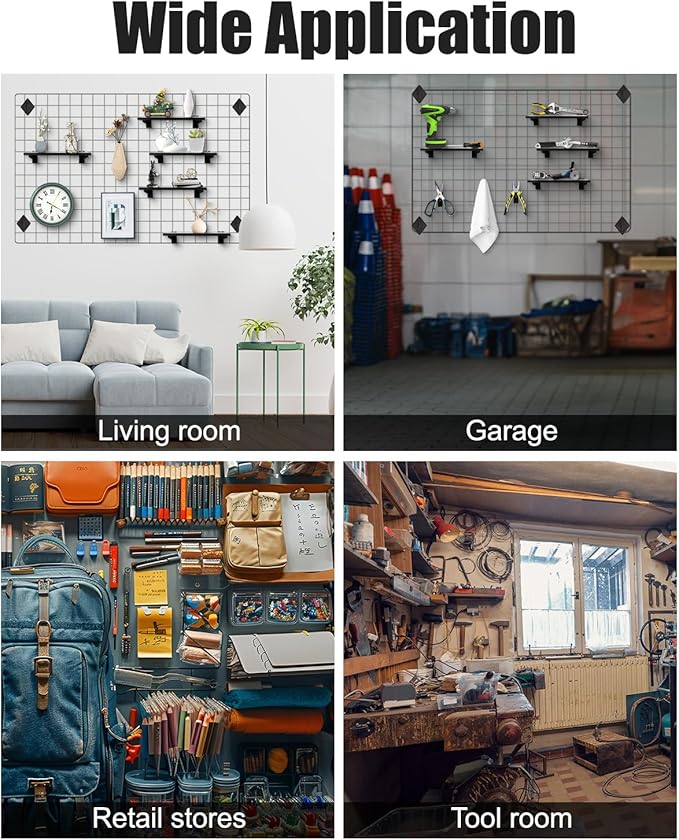 3 Pcs Gridwall Shelf with Metal Brackets, 16"x 6" Wooden Gridwall Shelves Heavy Duty Gridwall Shelving Organizer Accessories for Garage, Visualizer, Workbench and Bitchenette