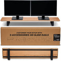 Moodular Wooden Monitor Stand 45.6” (116cm) Large Desk Organizer with Metal Slide Rails for Drawer, Tray, Laptop, Tablet, Phone & Headphones Customizable Riser for Organized Workspace Oak