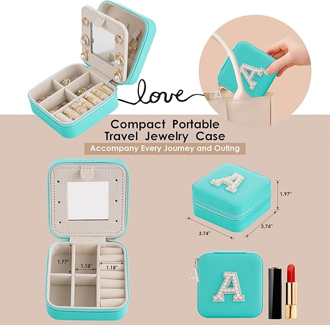 Birthday Gifts For Women - Initial Jewelry Box & Travel Case, Gifts for Wife, Girlfriend or Bridesmaid