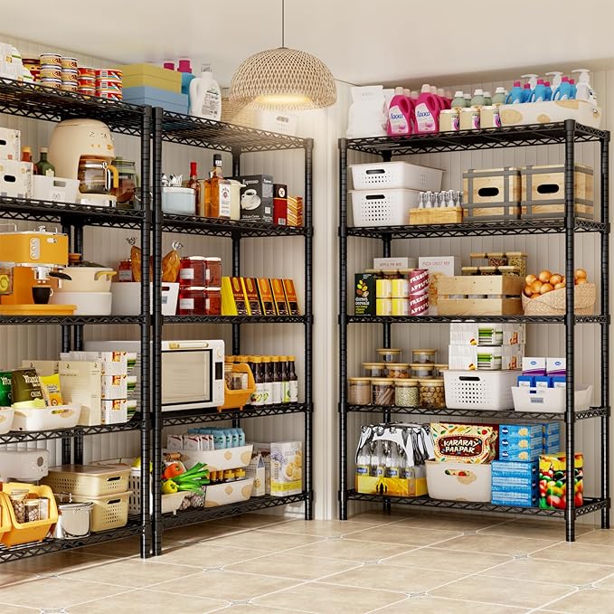 Storage Shelves, 3 PCS 36" L x 14" W x 72" H Heavy Duty Garage Wire Shelving Unit Loads 1750LBS, 5-Tier Adjustable Metal Industrial Utility Shelf Rack for Kitchen, Laundry Room, Basement