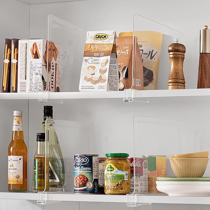 HBlife 12 Inches Tall [Extra Tall Version] Clear Shelf Dividers, 16 Pack Purse Organizer for Closet Perfect for Handbags, Acrylic Bookshelf for Organization