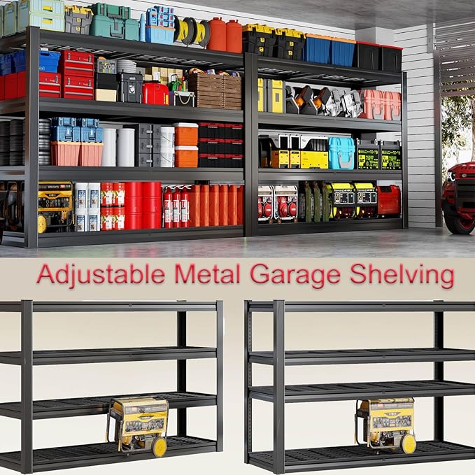 68" Wide Heavy Duty Garage Shelving Units, 5-Tier Deep Storage Shelves,Black Metal Garage Shelves,Steel Shelf,Large Storage Rack,Industrial Shelving for Shop, 68" W x 20" D x 84" H