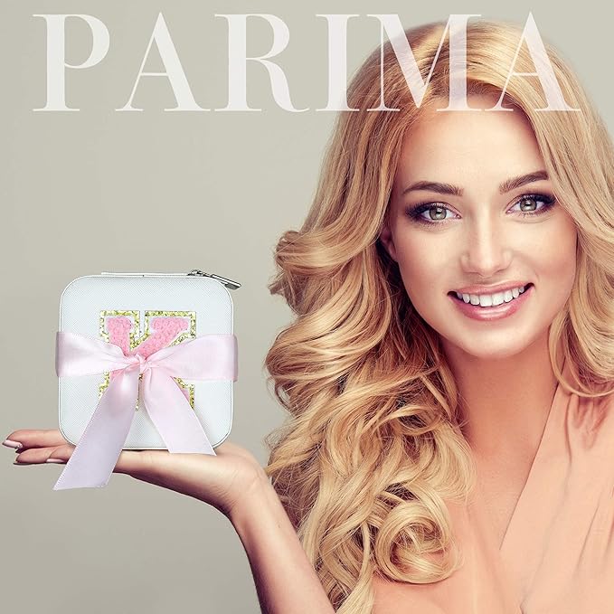 Parima Jewelry Case for Women Girls, H Initial Jewelry Boxes | Small Jewelry Box | Jewelry Cases for Her | Travel Gifts for Women Girl - Letter H, White