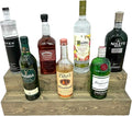 Tiered Bottle Shelf | 2 Tier Liquor Bottle Display | Bar Organization | Display Shelf | Wine Shelf | Bar Display | Kitchen Counter Shelf (30", Weathered Grey)