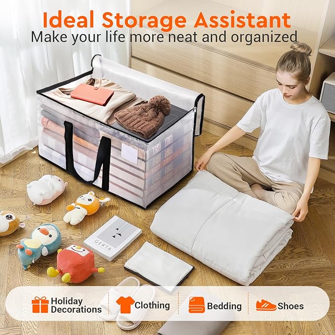 BlissTotes Moving Bags, 8-Pack Storage Bags, Moving Bags Heavy Duty Extra Large, Moving Totes, Clear moving Bags, Reinforced Handles & Tag Pocket (76L)