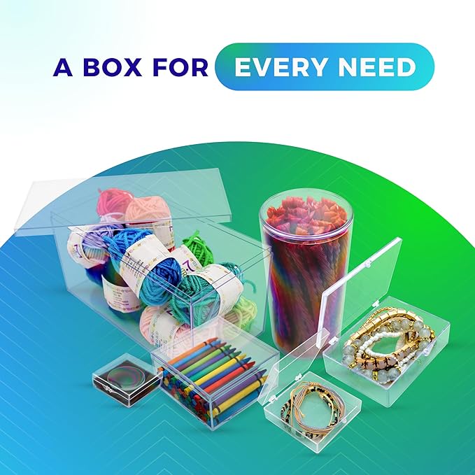 20 Pack Clear Acrylic Card Storage Boxes with Lids – 3 1/2" L x 2 1/2" W x 1" H Baseball Card Storage Box, Sports Card Boxes, Magic Card Storage Box and Playing Card Case – Made in USA