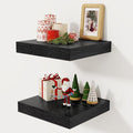 Fun Memories 12 Inch Floating Shelf, Rustic Wood Wall Shelves for Wall Decor & Storage, 12 x 12 Floating Shelf for Living Room, Bathroom, Bedroom, Black, Set of 2