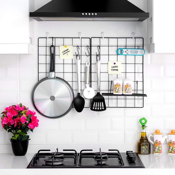 2 Pack Wire Wall Grid Panel | Photos & Pictures Display Grid Wall Panels | Black, Magnetic & Metal Grid | Photo Grid | Grid Wire Board | Hanging Home, Office & Kitchen Decor