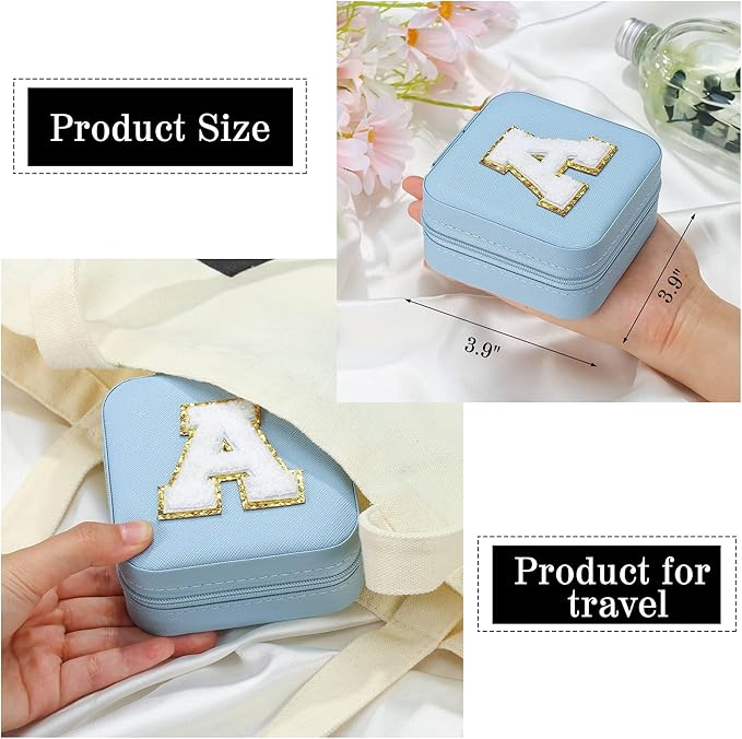 Parima New Home - Personalized Jewelry Holder Organizer for Travel | Preppy Stuff & Room Decor for Teen Girls - Letter N, Sky Blue