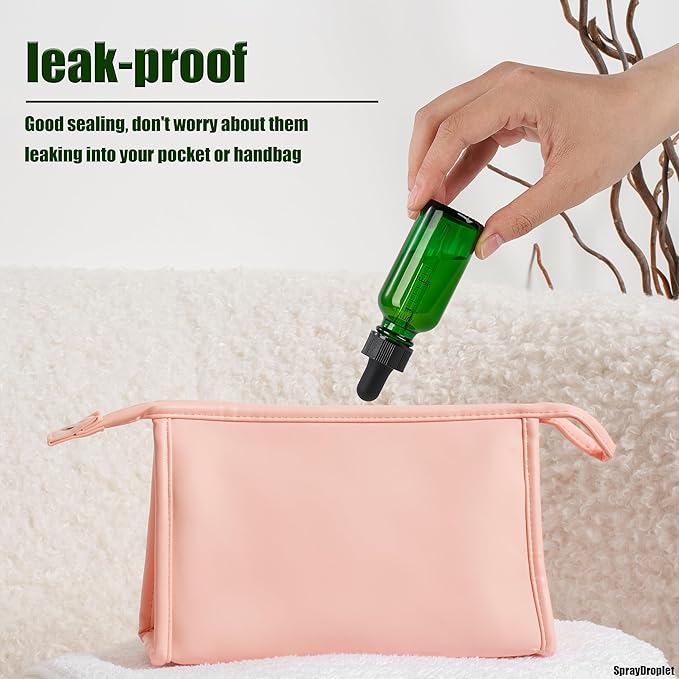 12 Pcs, 1oz Glass Dropper Bottle, Leakproof Tincture Bottles with Dropper, Green Reusable Eye Dropper Bottle for All Kinds of Liquids (Green, 1oz-12pcs)