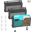 SUPEASY Magnetic File Holder, 3 Pack File Folder Organizer, Wall File Organizer, No Drilling Paper Document Holder & Binder Holder for Home / Office (with Label Panel, 8 * Adhesive Wall Hook)