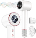 Rudd Hair Dryer with Diffuser, High Speed Hair Dryer with Display, 110000 RPM Brushless Motor for Fast Drying, 200 Million Negative Inoic Low Noise, White