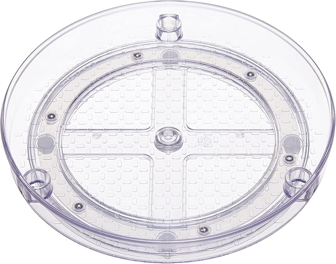 Amazon Basics Lazy Susan Turntable Organizer, 9" Diameter, 2 Tier, Clear