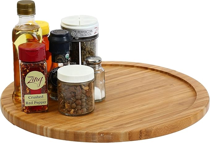 YBM HOME Pack of 6 Bamboo Lazy Susan Single Turntable (14")