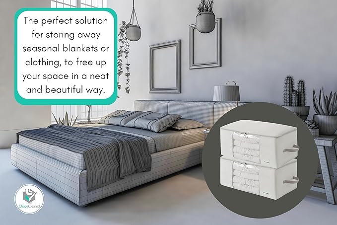Comforter Storage Bag - Folding Organizer bag for King/Queen Comforters, Pillows, Blankets, Bedding/Quilt, Blanket, Duvet, Mothproof Space Saver; Large Collapsible Organizers, 24"x14"x11"