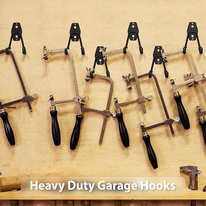 Garage Hooks with Anti-Slip Coating,Heavy Duty Wall Mount Storage Hooks for Hanging Bike,Hose,Ladder,Yard,Garden Tools (4 Pack Black 4.5x2.75 inch)