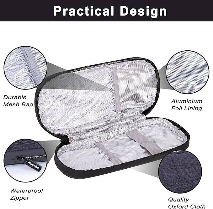Insulin Cooler Travel Case with 90g TSA Approved Ice Packs – Insulated Diabetic Medication Bag for Insulin Pens & Supplies – Compact & Waterproof for Daily Use & Travel