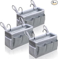 3-Piece Bedside Caddy Storage Organizer with Pockets for Bedrooms, Loft Beds & Top Bunk Beds (Gray)