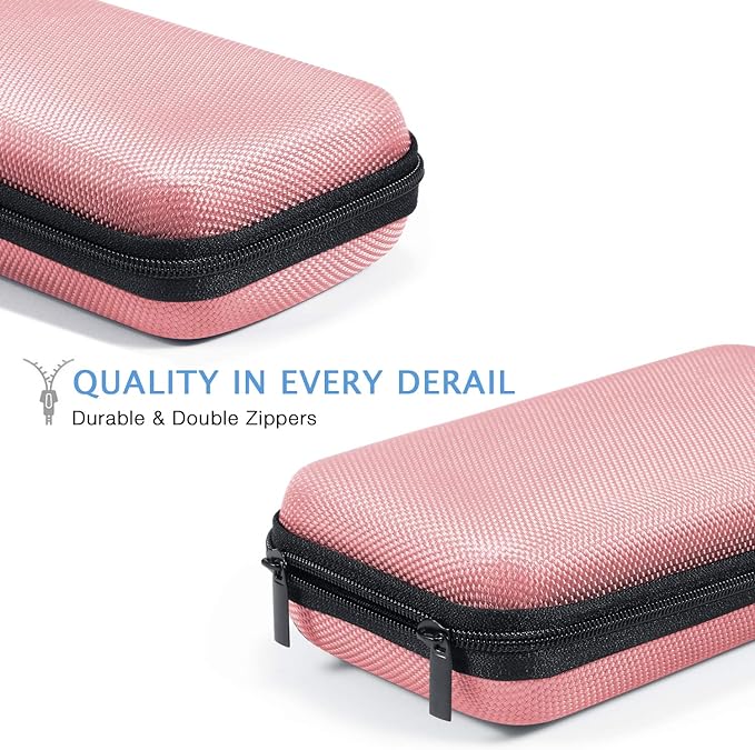 GLCON Cell Phone Carrying Case - Portable Hard EVA Charger Case - High Protection Small Zipper Travel Pouch Storage Bag Electronic Organizer for Battery, GPS, Hard Drive, Charging Cable, Cord - Pink