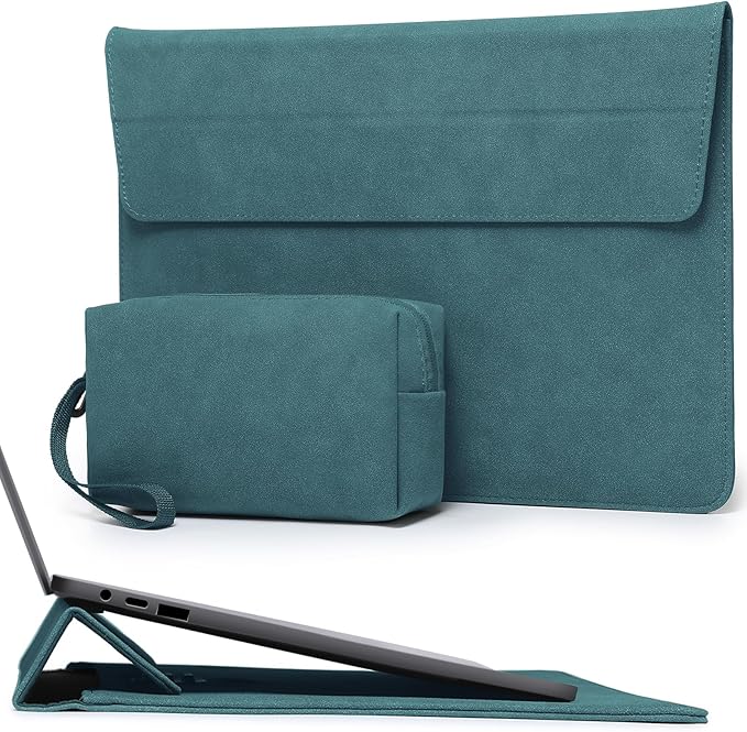 HYZUO 13 Inch Laptop Sleeve with Stand Feature for MacBook Air 13 M4 M3 M2 M1 2025-2018, MacBook Pro 13 M2 M1, 13" iPad Pro/Air, Surface Pro, with Carry Bag, Dark Green