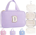 TOPEAST Travel Toiletry Bag for Women - Hanging Toiletry Bag, Large Capacity Personalized Travel Toiletry Bag and Makeup Bag, Travel Essentials Portable Toiletries Travel Bag - Letter D, Purple