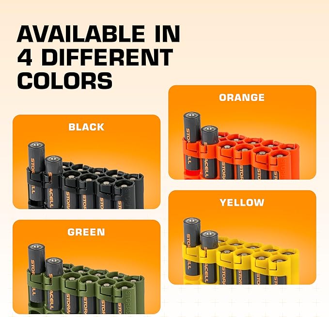 Storacell AA-12 Battery Storage Caddy and Dispenser (Pack of 2), Military Green, Holds 12 AA Batteries (Not Included), Durable & Compact Design, The Original Battery Caddy, Made in The USA