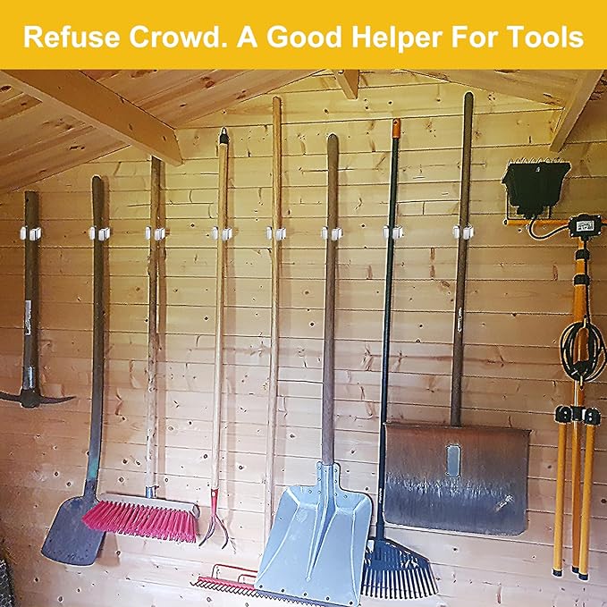 Verdenu 25 Pack Broom Holder Wall Mount, Mop and Broom Holder Wall Mount, Stainless Steel Command Mop Holder with Screws, Garden Tool Storage Organizer for Kitchen, Home, Bathroom, Garage, White