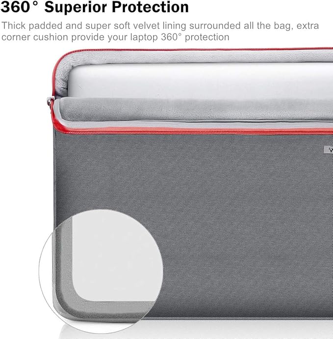 Voova Laptop Sleeve Case 15.6 16 Inch with Handle, 360° Protective Waterproof Slim Computer Bag Cover Compatible with MacBook Pro M2/M3/M4 16, HP Acer Lenovo Yoga ThinkPad Asus Laptop, Grey