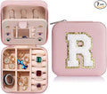 Parima Bridal Shower Gifts for Women, Bridesmaid Proposal Gifts | Wedding Travel Essentials - Small Jewelry Box & Travel Case - Letter S, Pink