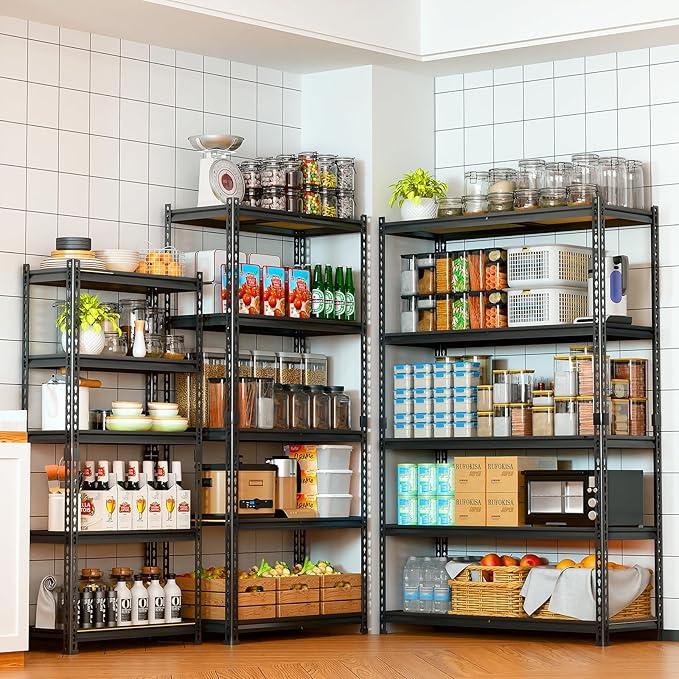 LEVELEVE 5-Tier Heavy Duty Storage Shelving Unit, 2020 lbs Capacity, Adjustable Metal Utility Shelf, 48" L x 18" W x 73" H for Garage, Kitchen, Pantry, Basement, Bathroom, Laundry,2 Pack