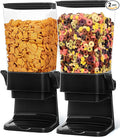 Cereal Dispenser Countertop 2pcs,5.5L Cereal Containers Storage Dispenser for Pantry,Dry Food Storage Rice Containers,Candy Dispenser,Snack Organizer Machine for Grains, Nuts,Oatmeal, Pet Food Black