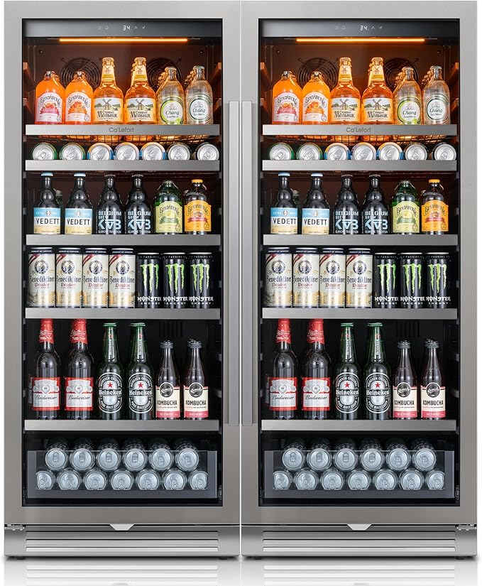 Ca'Lefort Beverage-Refrigerator 48 Inch, Tall Beverage Fridge Cellars Large Bar Drink Cabinet Built-in or Freestanding with Glass Door, Beer Cooler for Bottles and Cans Beer/Soda/Water/Wine