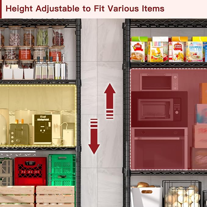 PrimeZone 3 Packs 36" W x 16" D x 79" H Wire Storage Shelves with Wheels, 5 Tier NSF Certified Heavy Duty Adjustable Kitchen Shelving Unit, Pantry Organizer Rack Rolling Metal Shelf for Garage Closet