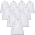 TecUnite 10 Pcs Mesh Bags Drawstring Laundry Bags Large Nylon Mesh Gift Dishwasher Bag with Sliding Drawstring for Kitchen Jewelry Gifts Wedding Favor Home(5.5 x 7.5 Inch,White)