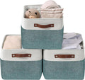 DECOMOMO Storage Baskets for Shelves - Fabric Storage Bins, Linen Closet Organizers and Storage (Green & White, XL - 3 Pack)