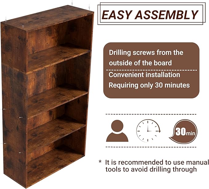 Wooden Cube Storage Organizer,Low Bookcase Storage Display Organizer (Brown, 4 Cube-W(23.6inch))
