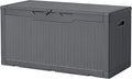 Devoko 97 Gallon Deck Box, Waterproof Resin Outdoor Storage Box for Outside and Patio, Large Outdoor Storage Bench Cabinet Lockable for Patio Furniture, Garden Tools and Pool Supplies (Gray)