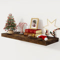 Floating Shelves 36 Inch Long, 12 Inch Deep Floating Shelves for Wall, 36 x 12 Shelves for Wall Storage & Display, 2" Thick Floating Shelf for Bathroom, Living Room, Rustic Brown Color, Set of 1