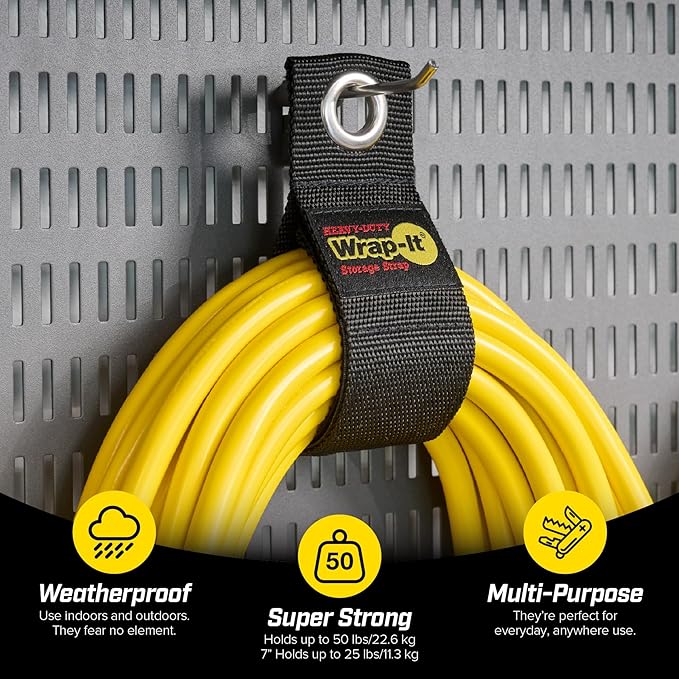 Heavy-Duty Wrap-It Storage Straps, Assorted 9 Pack - Hook and Loop Extension Cord Organizer Hanger, Cord Wrap Keeper, Cable Straps for Cords, Hoses, Rope, RV, Boat and Garage Storage and Organization