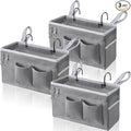 3pcs Bedside Caddy Hanging Storage Bag, Water Cup Holders, Organizer Baskets with Pockets for Bunk Bed Shelf, Hospital Beds, Loft & Dorm Rooms Accessories (Bedside bag-Grey)