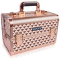 SHANY Premier Fantasy Professional Makeup Train Case Cosmetic Box Portable Makeup Case Organizer Jewelry storage with Locks, 3 Trays,Makeup Brush Holder and Cosmetics Mirror - Rose Gold