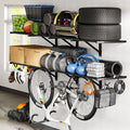 FLEXIMOUNTS 2-Pack 2x6ft Heavy Duty Garage Wall Shelving, 800lbs Capacity, Garage Shelving Wall Mounted with 8 Hooks, Storage for Power Tools, Garden Supplies, Storage Bins, Lite Series