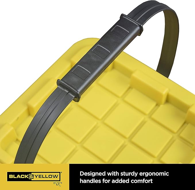 CX BLACK & YELLOW, 5-Gallon Heavy Duty Bucket Tough Storage Container & Snap-Tight Lid, (14.9H x 12W x 13D), Weather-Resistant Design and Stackable Organization Tote [3 Pack]