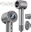 Rudd Hair Dryer with Diffuser, High Speed Hair Dryer with Display, 110000 RPM Brushless Motor for Fast Drying, 200 Million Negative Inoic Low Noise, Grey