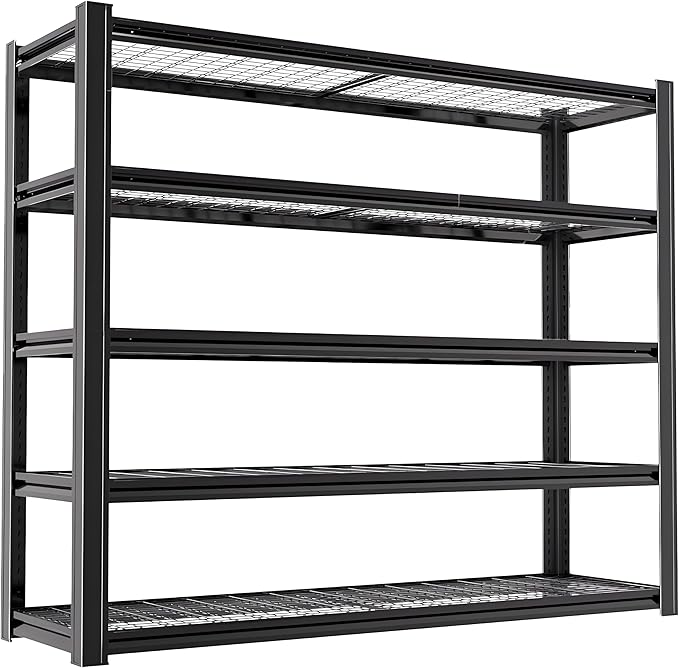 Standing Shelf Units Heavy Duty Storage Rack 3250LBS Industrial Wire Mesh Shelving Double Layer Support Floor Mount Black for Warehouse Basement Garage 72" H x 60" W x 23.5" D 5-Tier