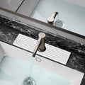 DK177 Faucet Mat for Kitchen Sink - Water Absorbing Stone Tray for Sink, Painted Wood Fast-Drying Faucet Mat, Faucet Splash Guard for Bathroom Counter (White, 15.8" x 4")