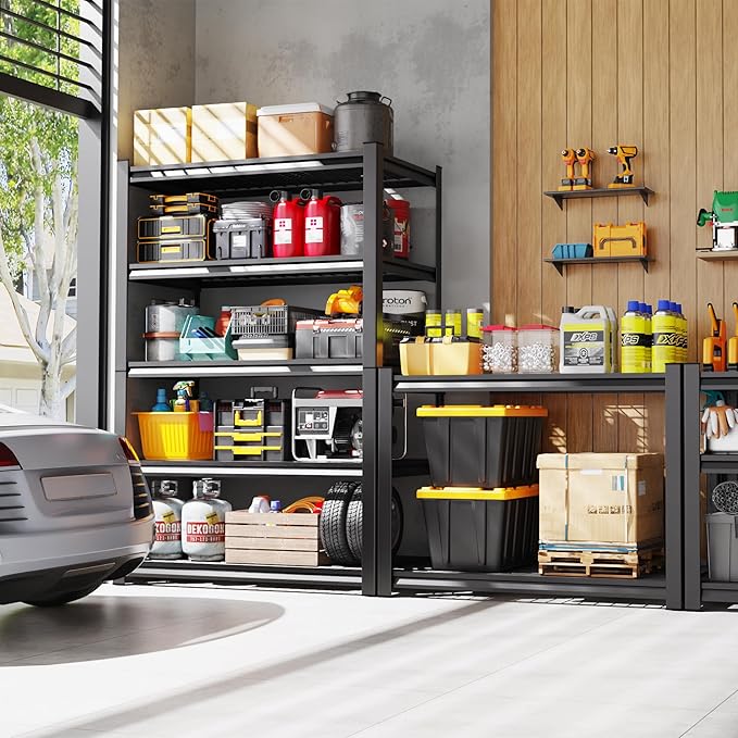 71" H Garage Shelving Heavy Duty Storage Shelves, 5-Tier Adjustable Metal Shelving Unit, Utility Garage Organizer Shelf for Basement, Pantry, Kitchen, Warehouse,17.7" D x 45.6" W x 71.2" H